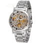 Winner Round Hollow Transparent Mechanical Steel Strap Watch