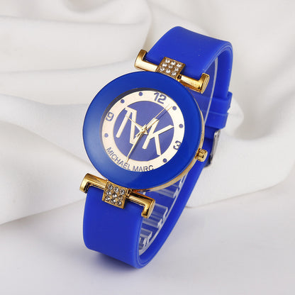 Women's Fashion  Diamond Silicone Strap Quartz Watch