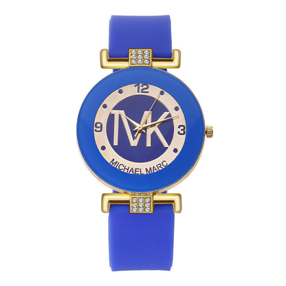 Women's Fashion  Diamond Silicone Strap Quartz Watch