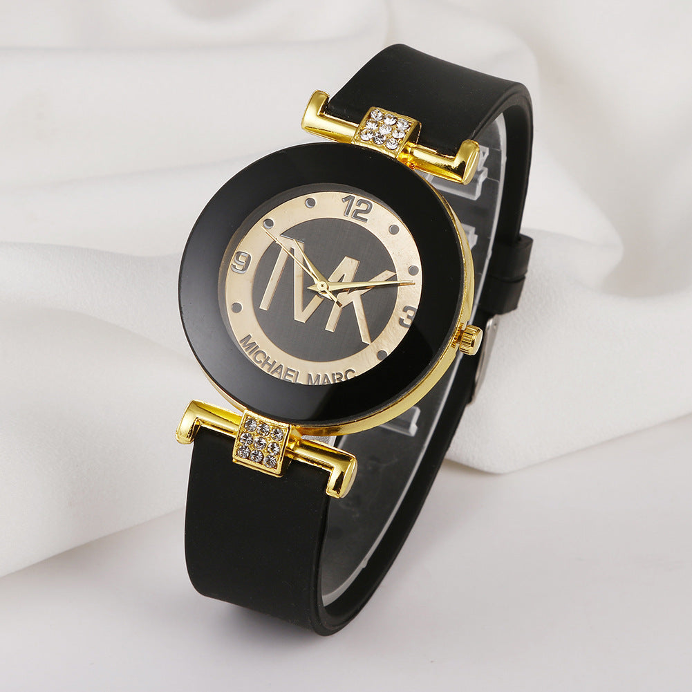 Women's Fashion  Diamond Silicone Strap Quartz Watch