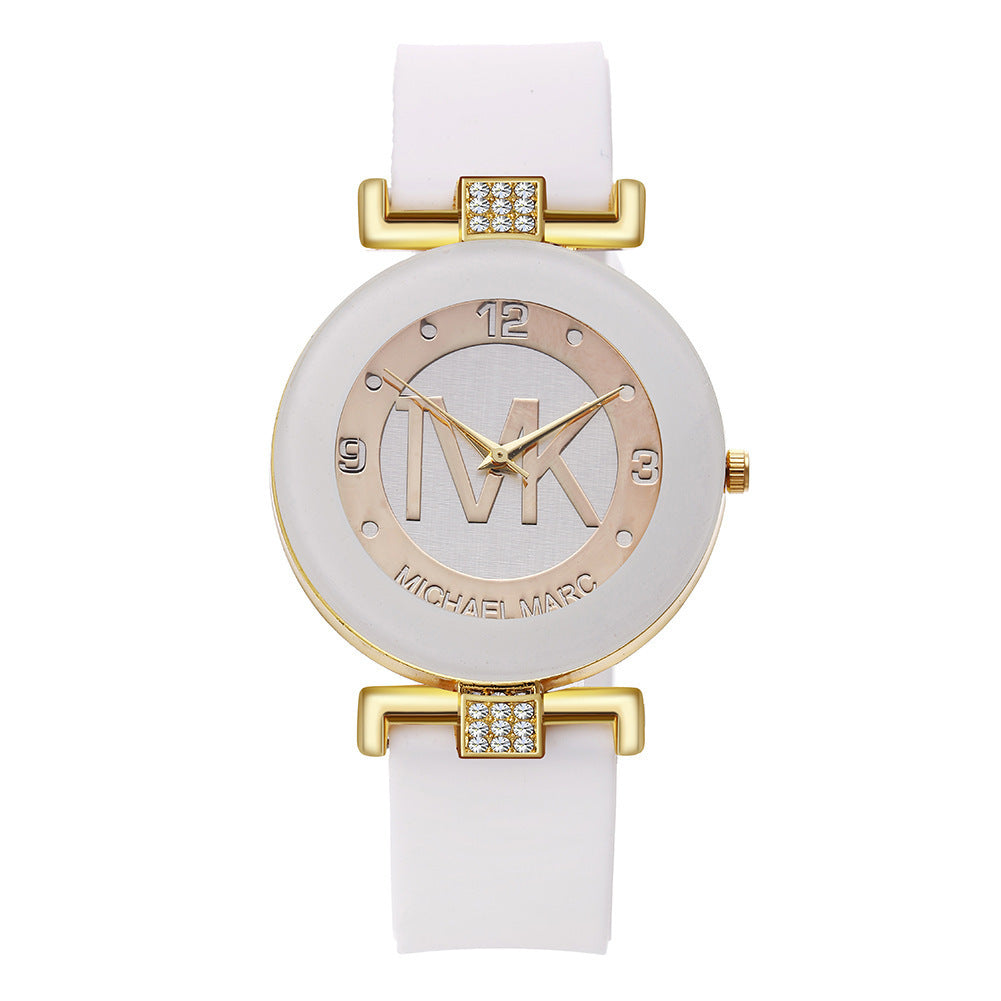 Women's Fashion  Diamond Silicone Strap Quartz Watch