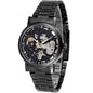 Winner Round Hollow Transparent Mechanical Steel Strap Watch